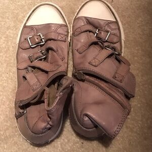 Ash Taupe Sneakers with Buckle Details